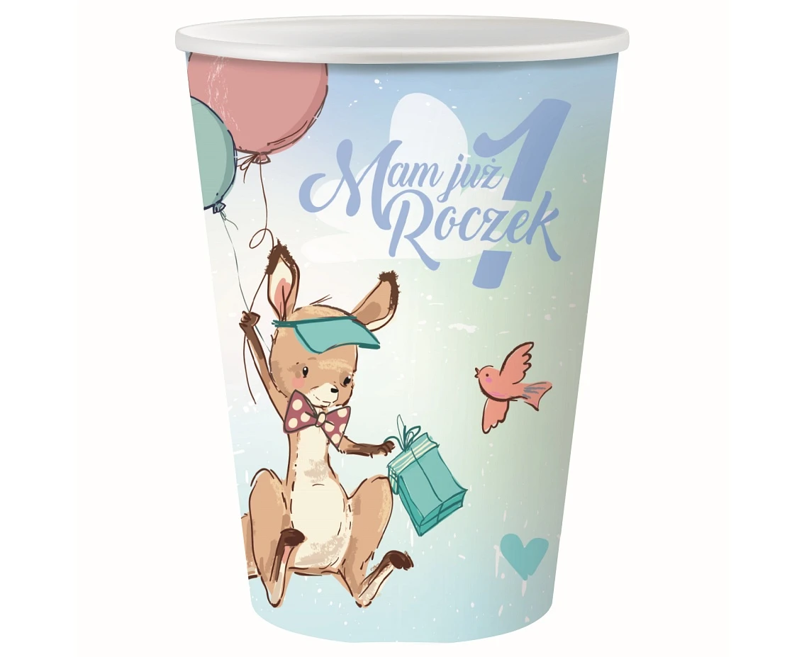 Kubeczki papierowe Kolekcja Roczek - Kangurek, 240 ml/ 6 szt. KK