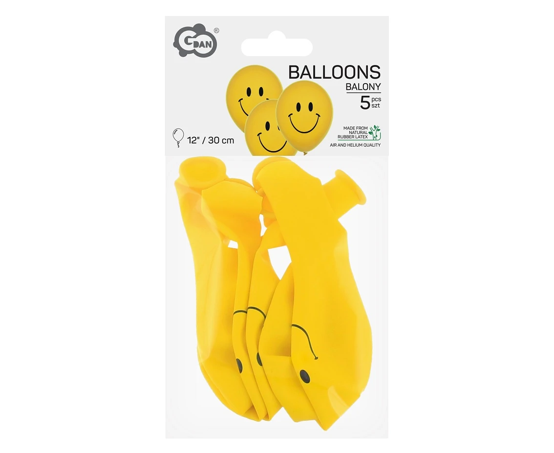 Balony Uśmiechy, 12"/ 5 szt.