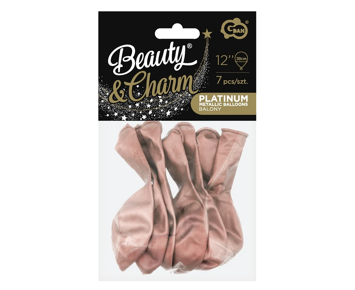 Balony B&C 12", platyna różowo-złote, 7szt.