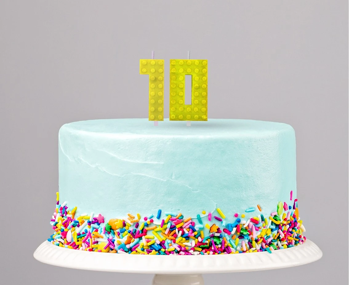 Świeczka urodzinowa Klocki, cyfra 0, wys. 5.5 cm