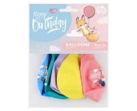 Balony Gemar 13", pastel premium hel happy birthday (lisek), 5szt. KK