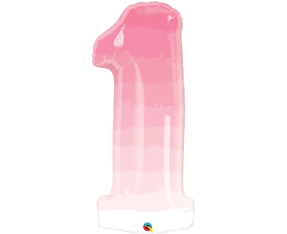 Balon foliowy 38" QL "Number 1", jasnoróżowy, ombre KK