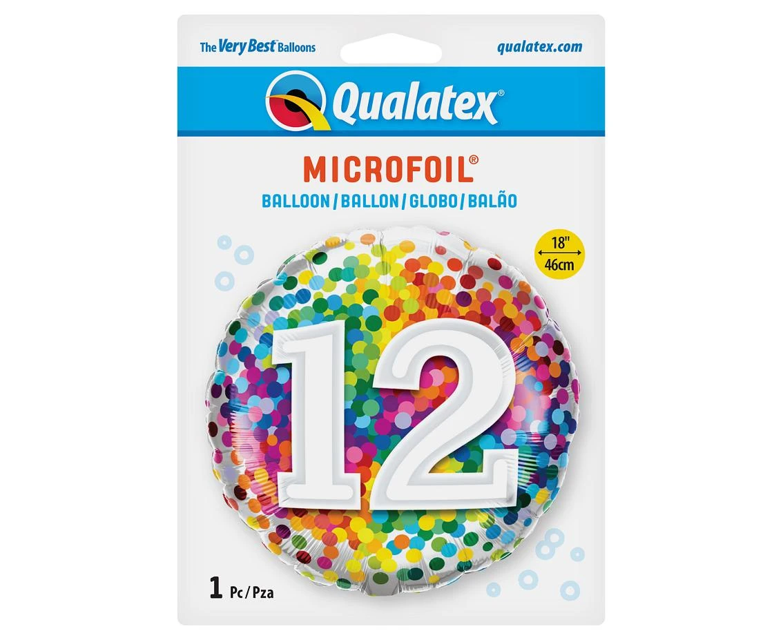 Balon foliowy 18" QL RND Tęczowe konfetti 12 KK