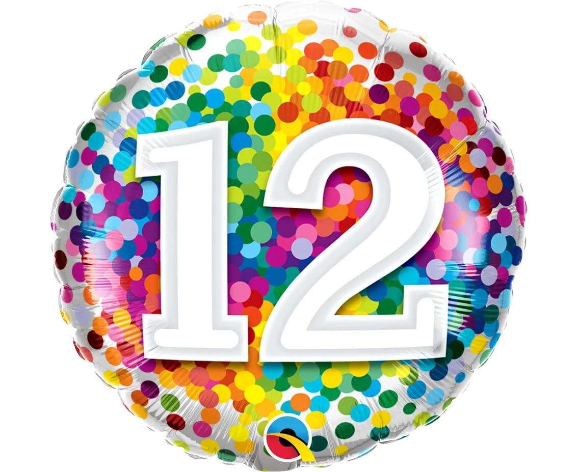 Balon foliowy 18" QL RND Tęczowe konfetti 12 KK