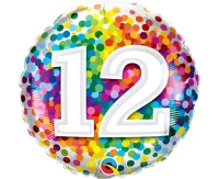 Balon foliowy 18" QL RND Tęczowe konfetti 12 KK