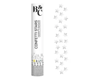 Konfetti pneumatyczne B&C Srebrne Gwiazdki/ 30 cm