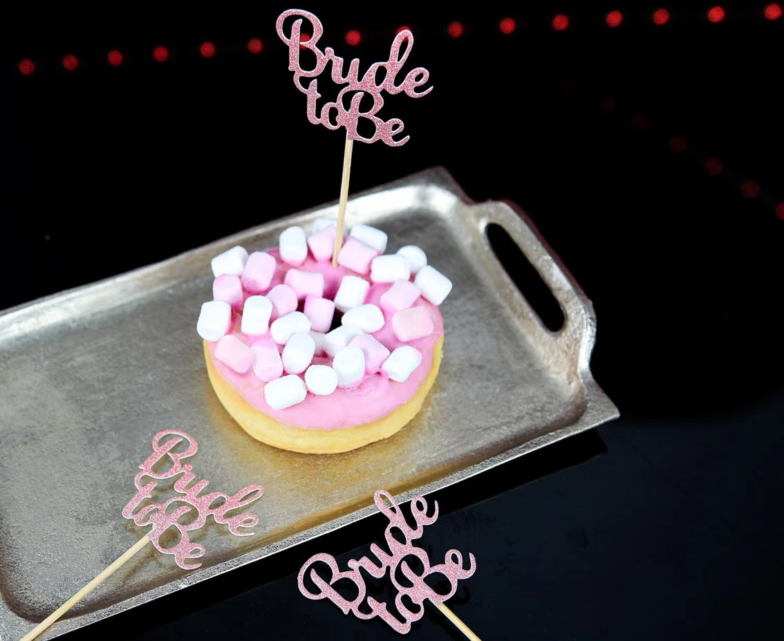 Pikery na babeczki GoGirls Bride to be, różowo-złote, 12 szt.