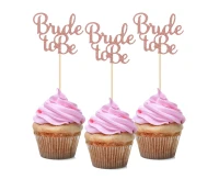 Pikery na babeczki GoGirls Bride to be, różowo-złote, 12 szt.