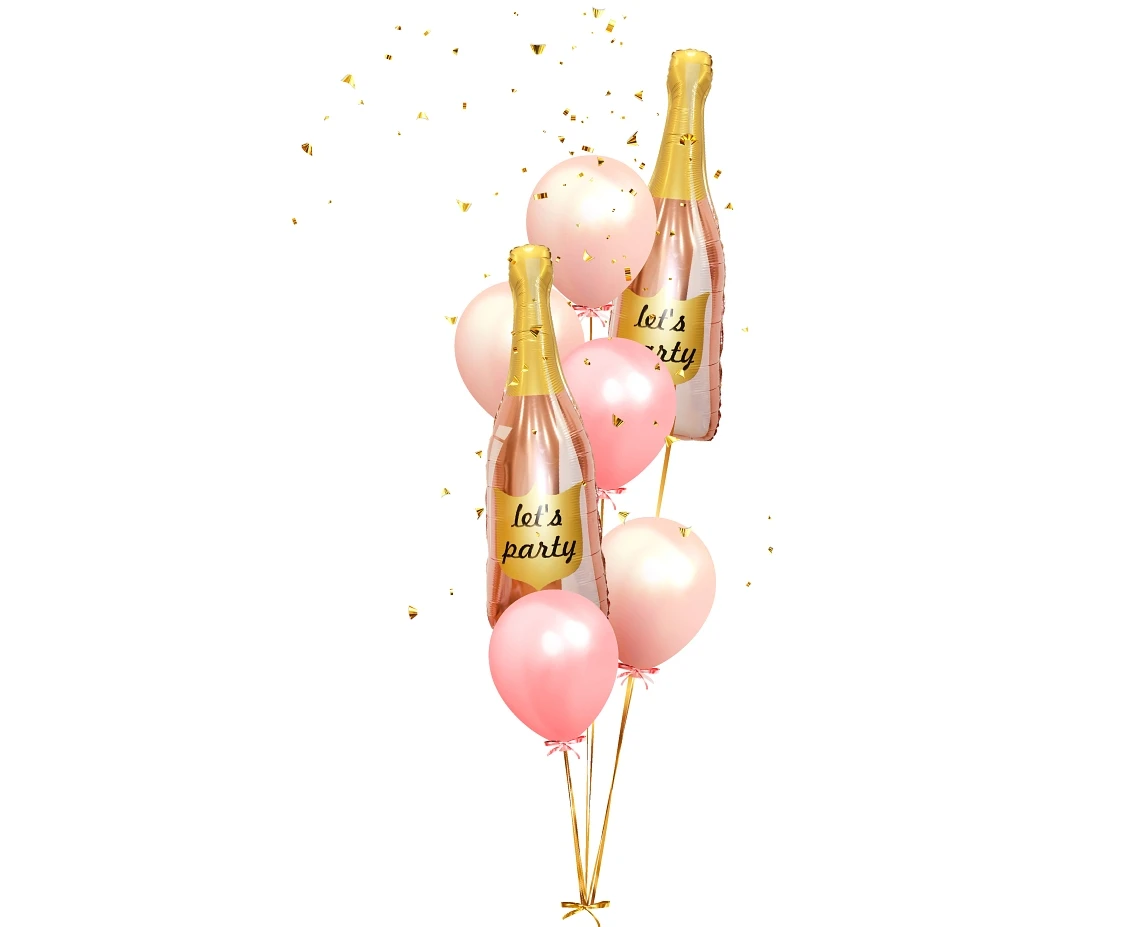 Balon foliowy B&C Szampan, różowo-złoty, 91x40 cm