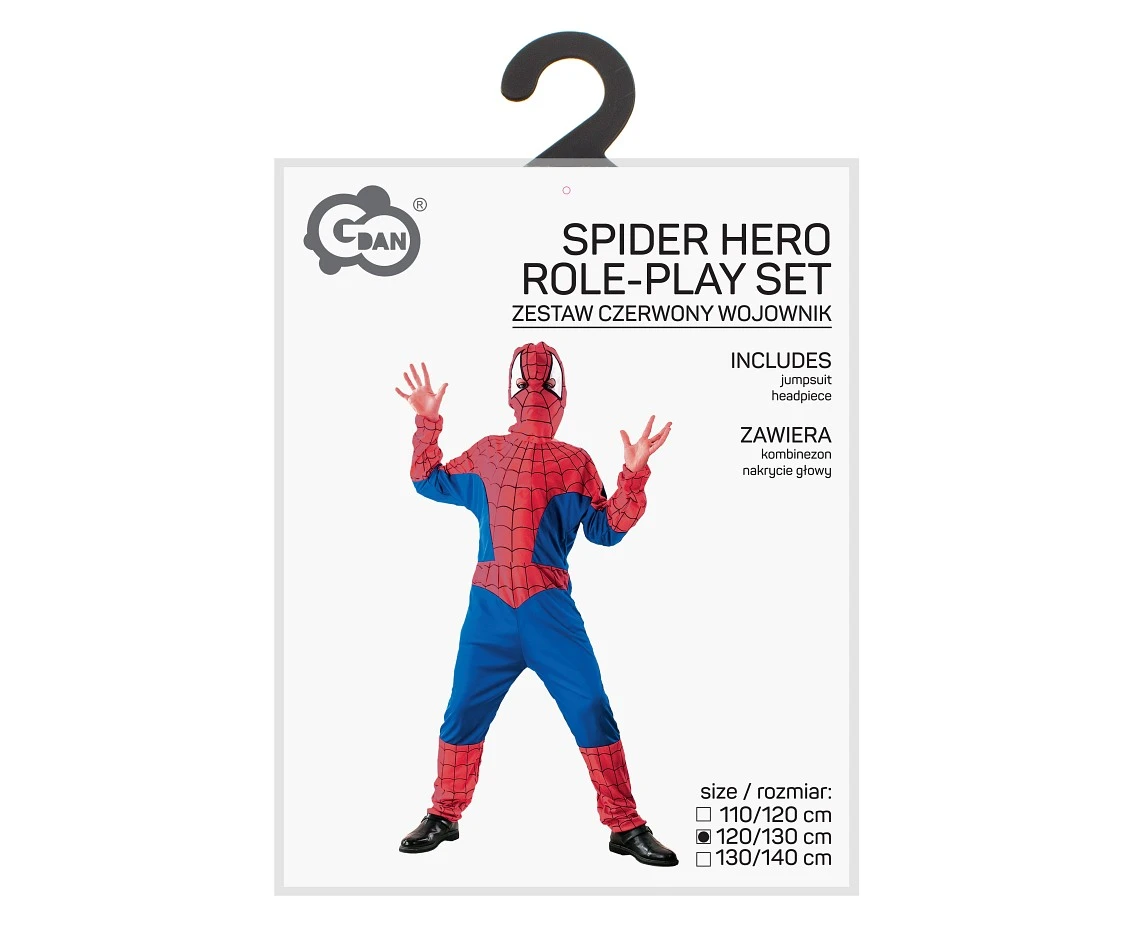 Zestaw dla dzieci Czerwony Wojownik (kombinezon, nakrycie głowy), rozm. 120/130 cm