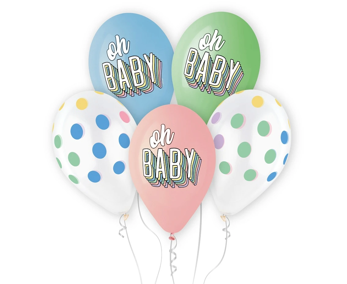 Balony Gemar 13", pastel premium hel oh baby, 5szt. KK