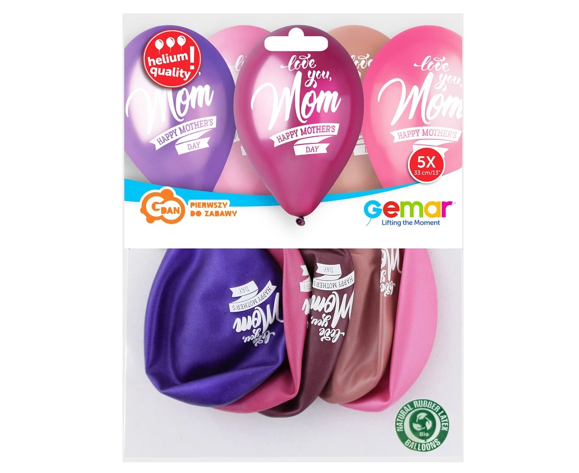 Balony Gemar 13", premium hel mother’s day, metalik, 5szt. KK