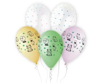 Balony Gemar 13", pastel premium hel zwierzątka z farmy, 5szt. KK