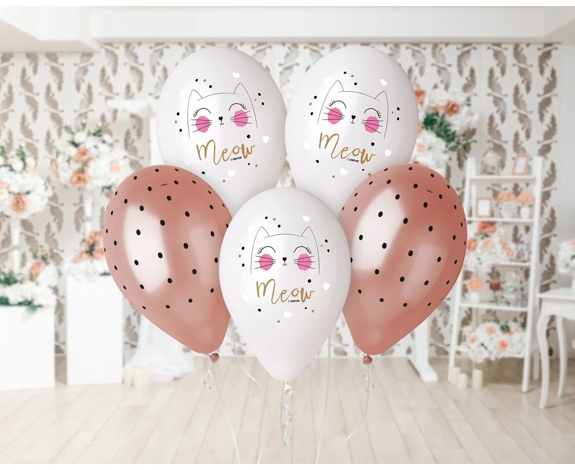 Balony Gemar 13", premium hel kotek, metalik, 5szt.