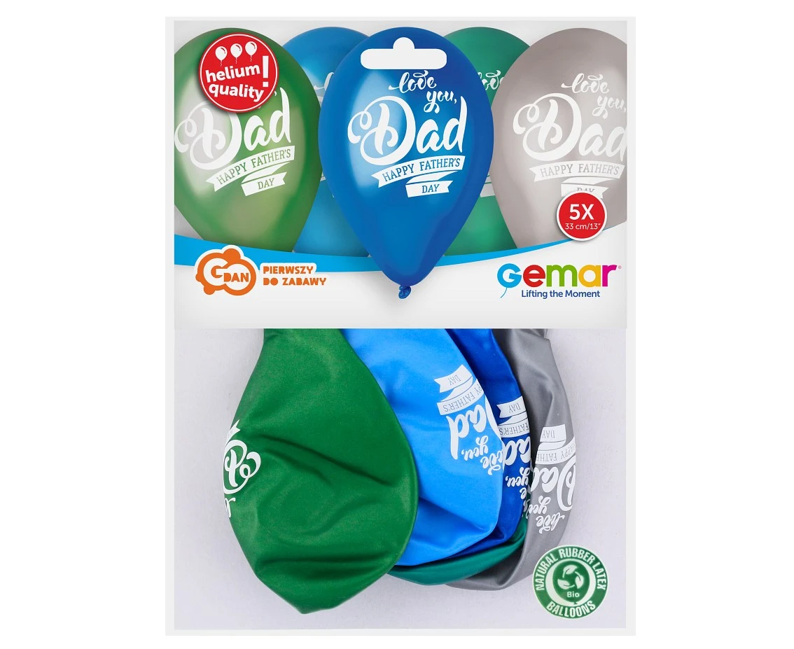 Balony Gemar 12", premium hel father’s day, metalik, 5szt. KK