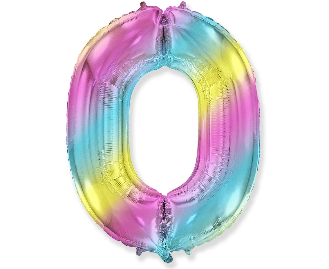Balon foliowy FX - Number 0 gradient pastelowy, 85 cm KK, niepakowany