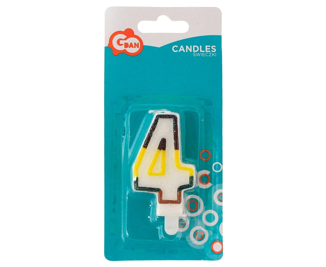 Świeczka cyferka z brokatem "4" KK