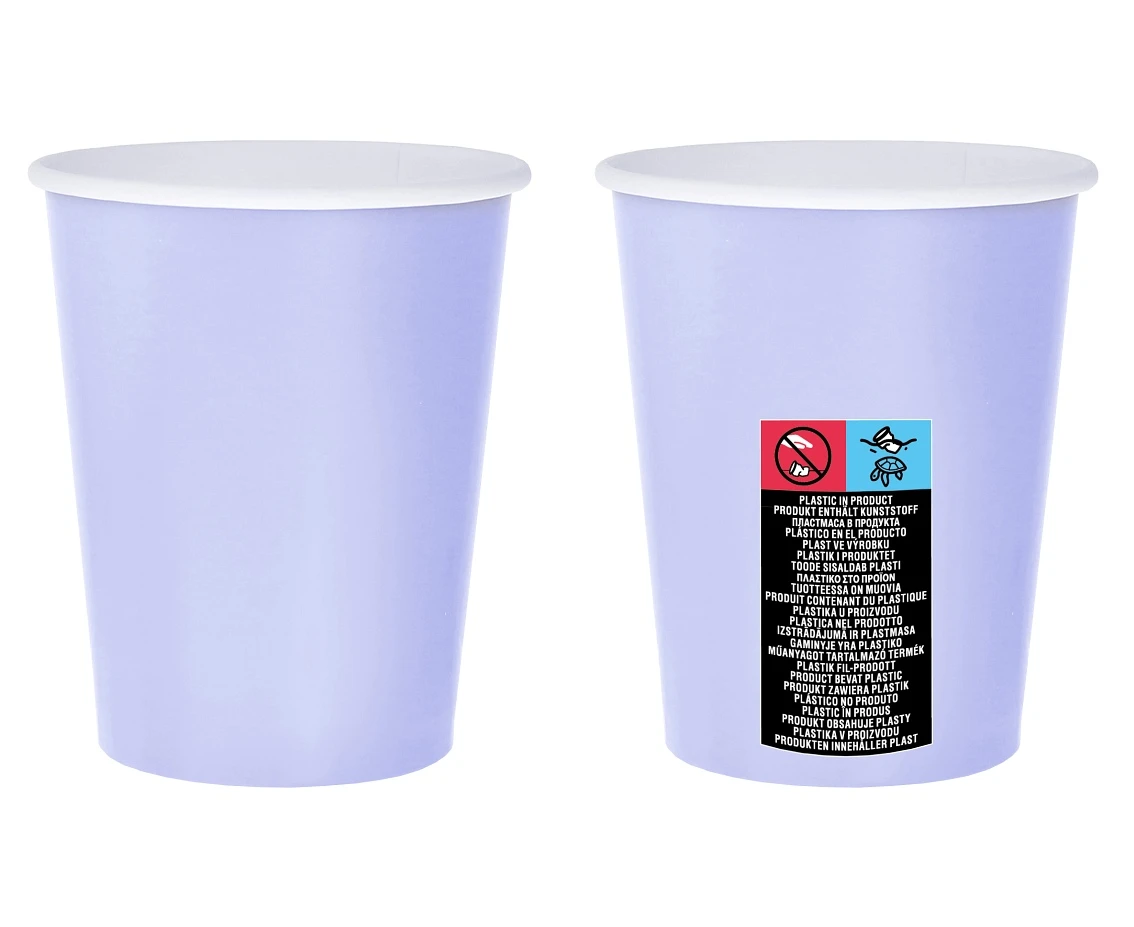 Kubeczki pap. jednokolorowe lawendowe, 250ml/14 szt.