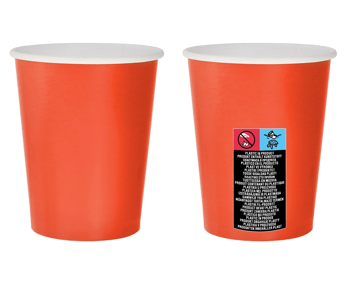 Kubeczki pap. jednokolorowe czerwone, 250ml/14 szt. KK