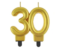 Świeczka B&C cyferka 30, metalik złota, 8 cm