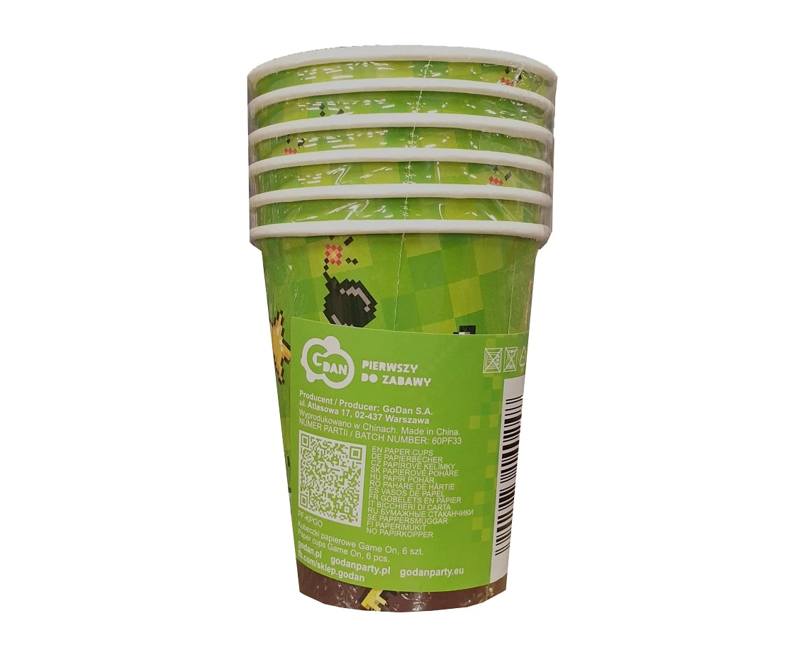 Kubeczki papierowe Game On, 250 ml, 6 szt.