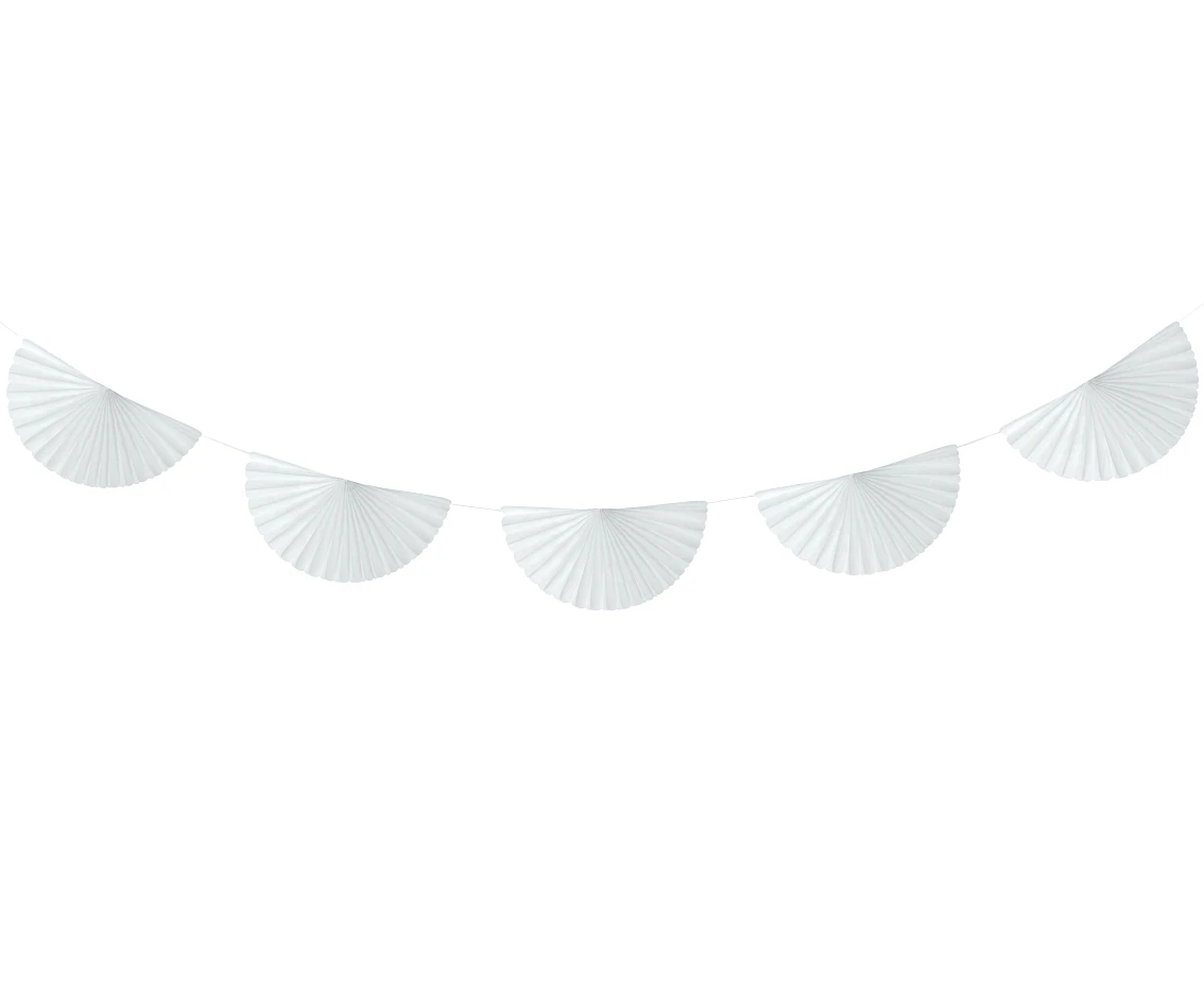 Girlanda papierowa W&C Wachlarze, biała, 300 cm, wachlarz 20 cm KK