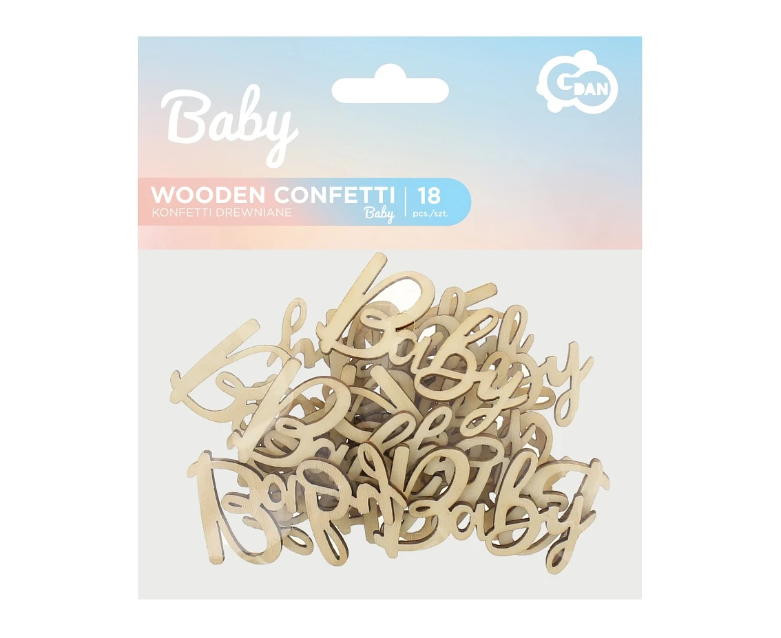Konfetti drewniane Baby, 6x3 cm, 18 szt.KK