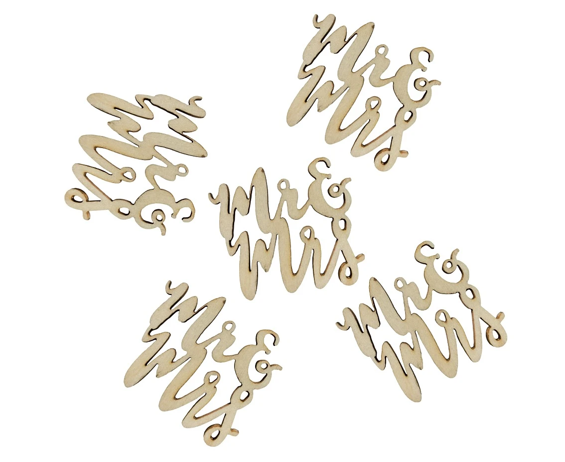 Konfetti drewniane Mr i Mrs, 4x4 cm KK