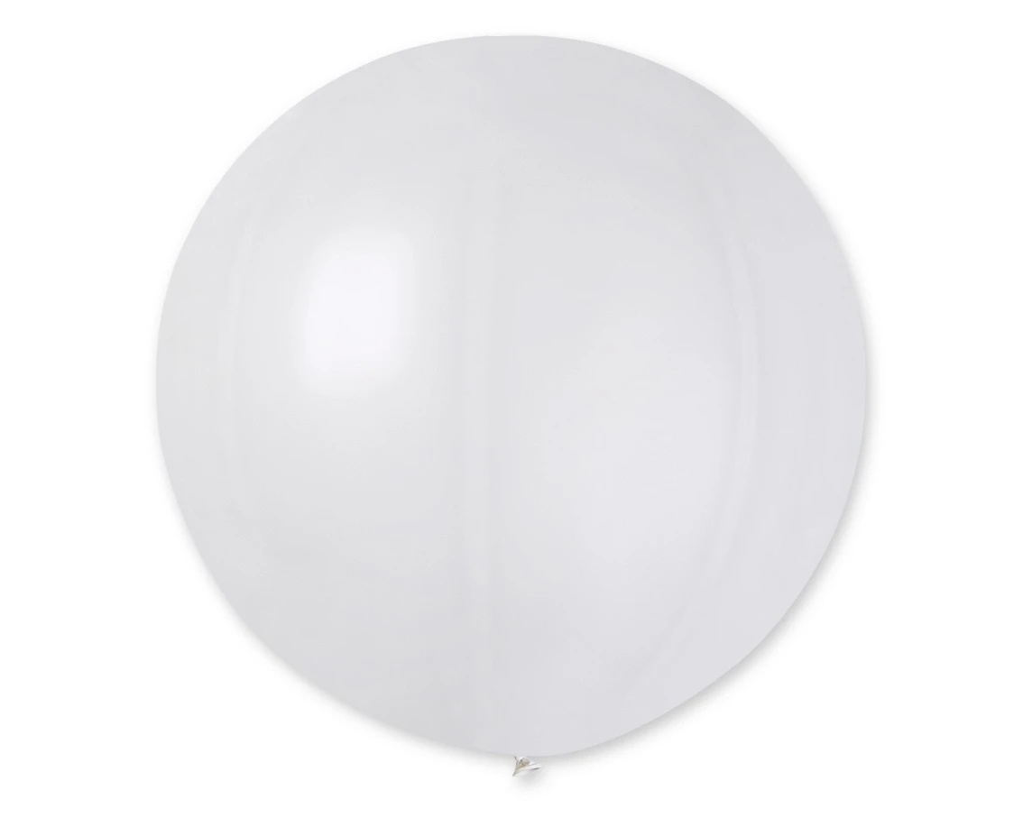 Balony Gemar, kula metalik 0.65m biała, 1szt.