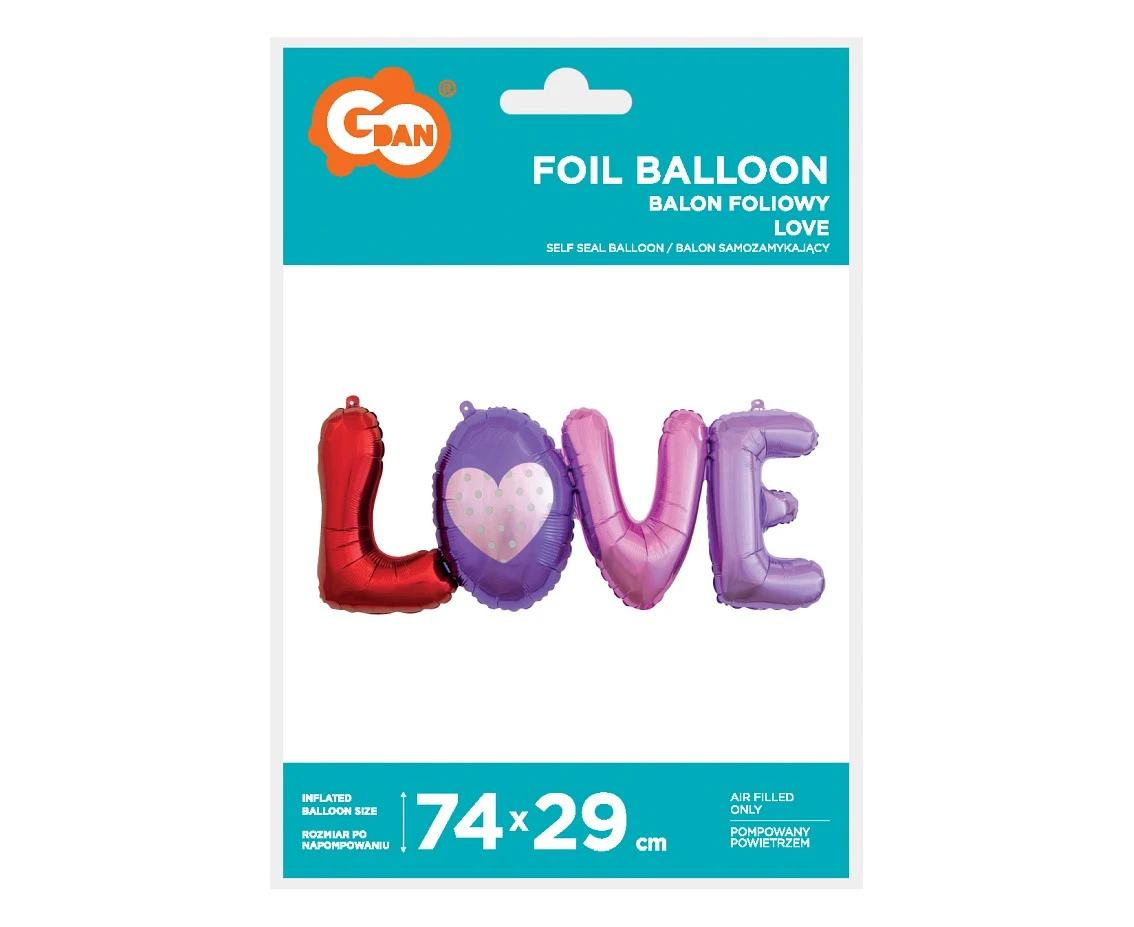 Balon foliowy Litery LOVE, 74x29 cm KK