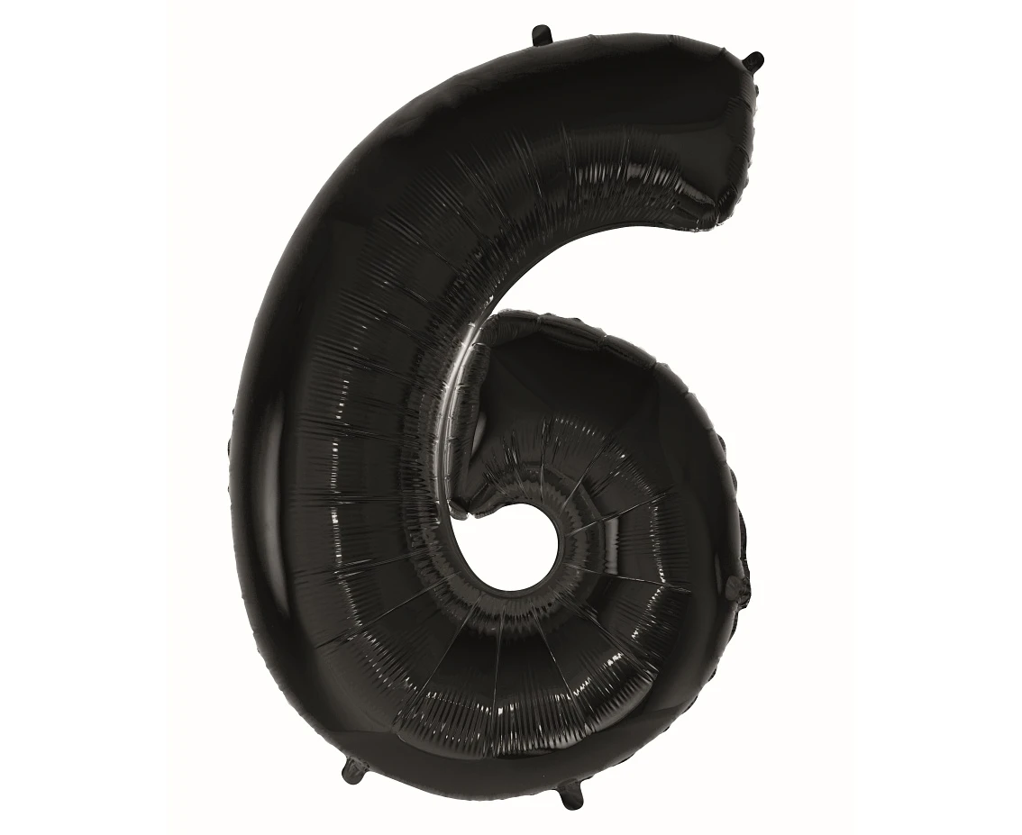 Balon foliowy B&C Cyfra 6 czarna, 92 cm AA