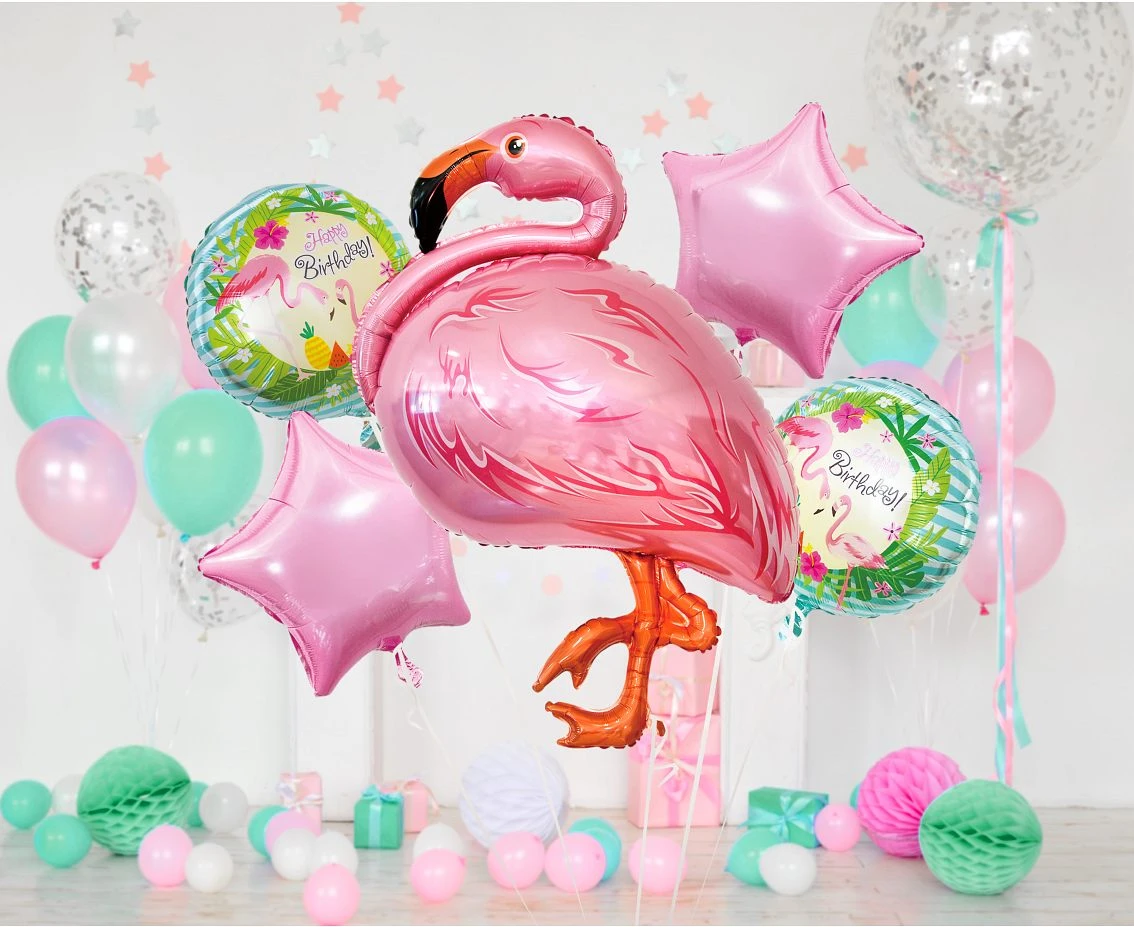 Balony foliowe - zestaw Flaming, 5 szt.