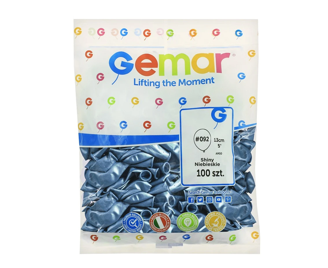 Balony Gemar 5", shiny niebieskie, 100szt.
