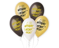 Balony Gemar 13", premium hel, witamy nowy rok, metalik, 5szt.