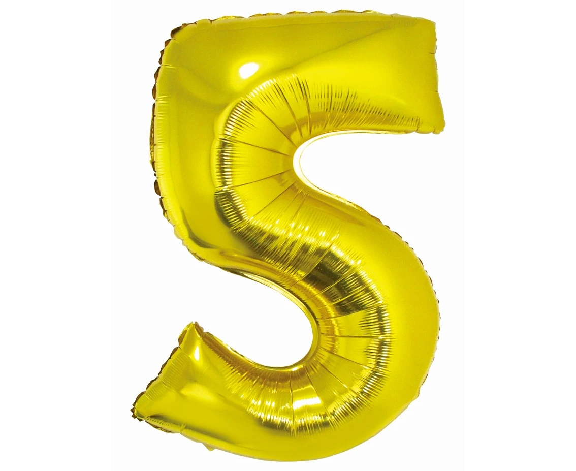 Balon foliowy Smart, Cyfra 5, złota, 76 cm AA
