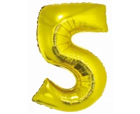 Balon foliowy Smart, Cyfra 5, złota, 76 cm AA
