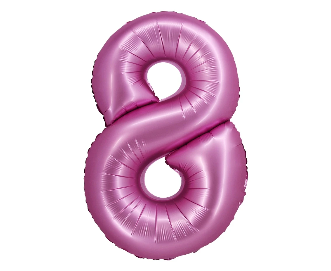 Balon foliowy B&C, Cyfra 8, satynowa różowa, 76 cm KK