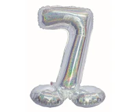 Balon foliowy B&C, Cyfra stojąca 7, holograficzna srebrna, 72 cm KK