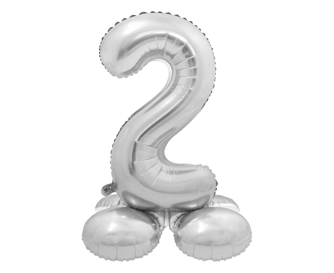 Balon foliowy Smart, Cyfra stojąca 2, srebrna, 72 cm KK