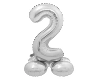 Balon foliowy Smart, Cyfra stojąca 2, srebrna, 72 cm KK