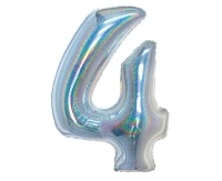 Balon foliowy B&C, Cyfra 4, holograficzna srebrna, 76 cm KK
