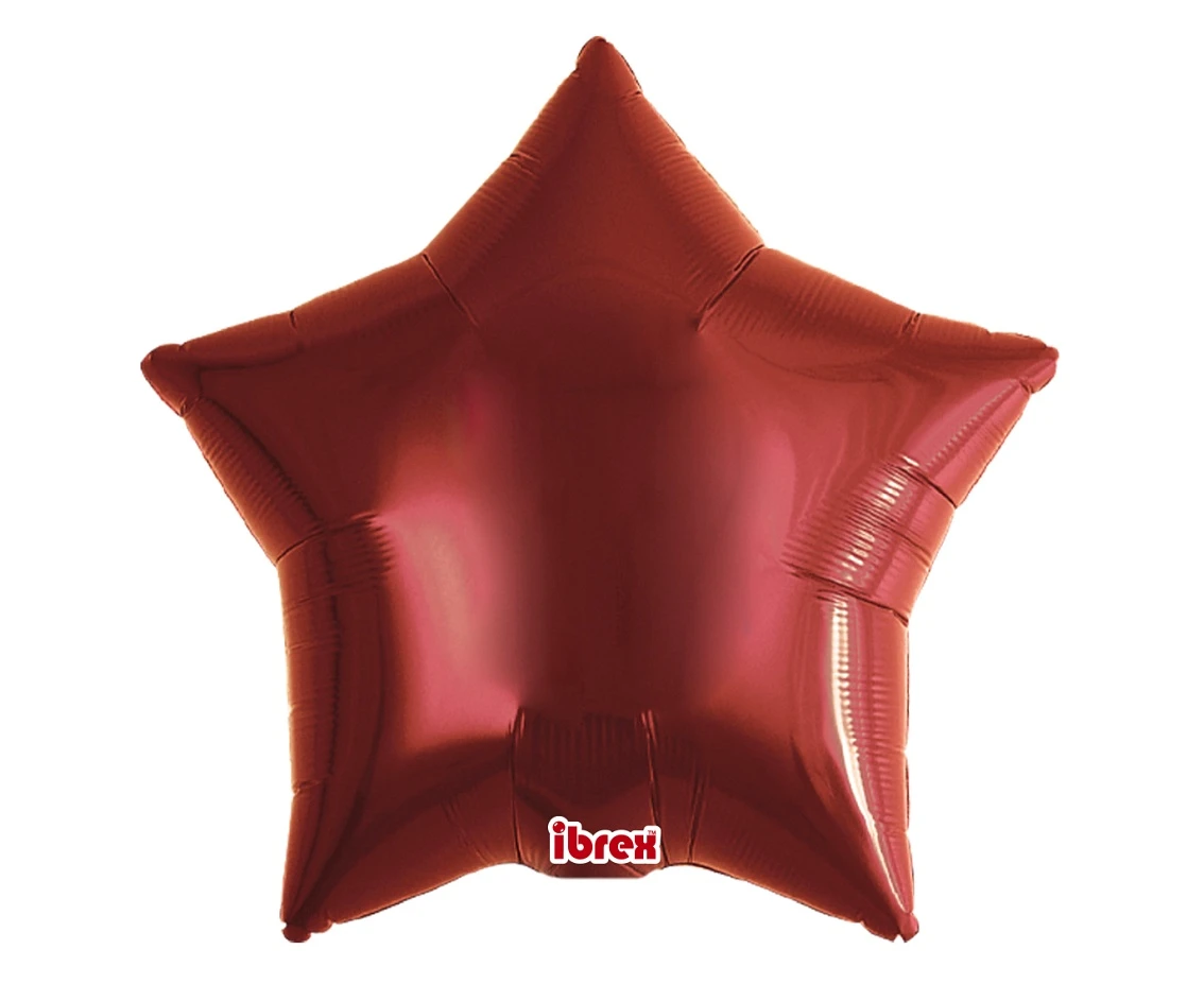 Balon Ibrex Hel, gwiazda 15", Premium Metallic Red, 5 szt.