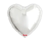 Balon Ibrex Hel, serce 14", Metallic Silver, 5 szt.