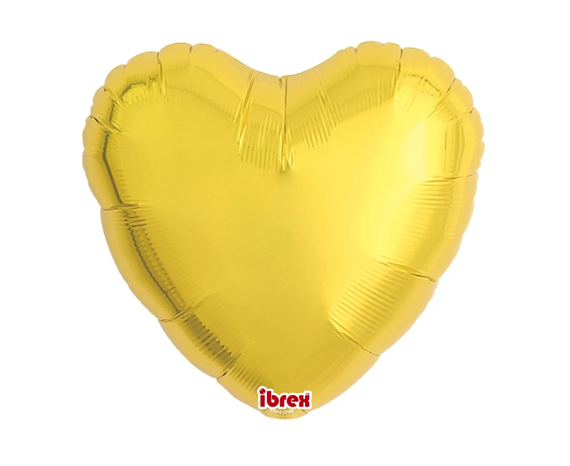 Balon Ibrex Hel, serce 18", Metallic Gold, 5 szt.