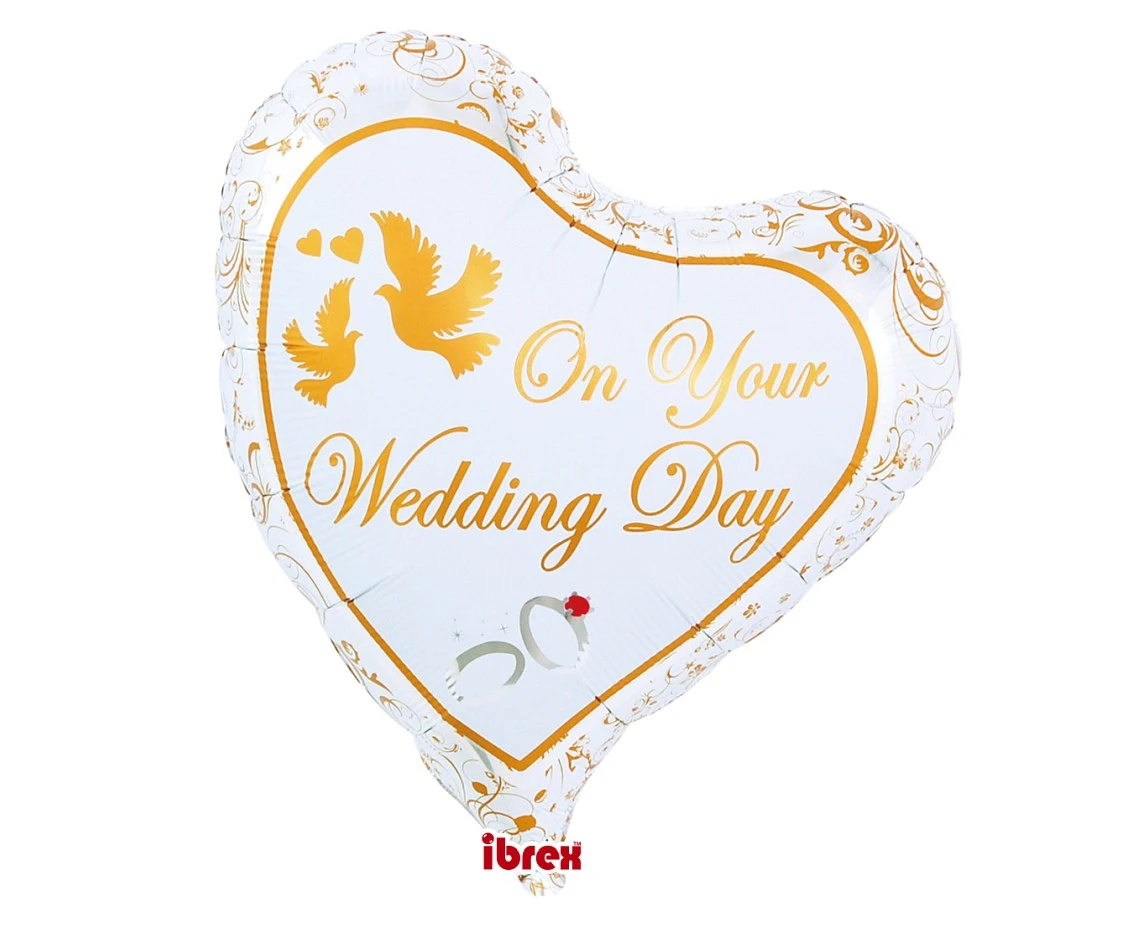 Balon Ibrex Hel, serce Sweet 14", Wedding Doves&Rings, packed