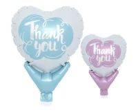 Balon Ibrex, na patyczek, serce 5", Thank You Airy, 10 szt.