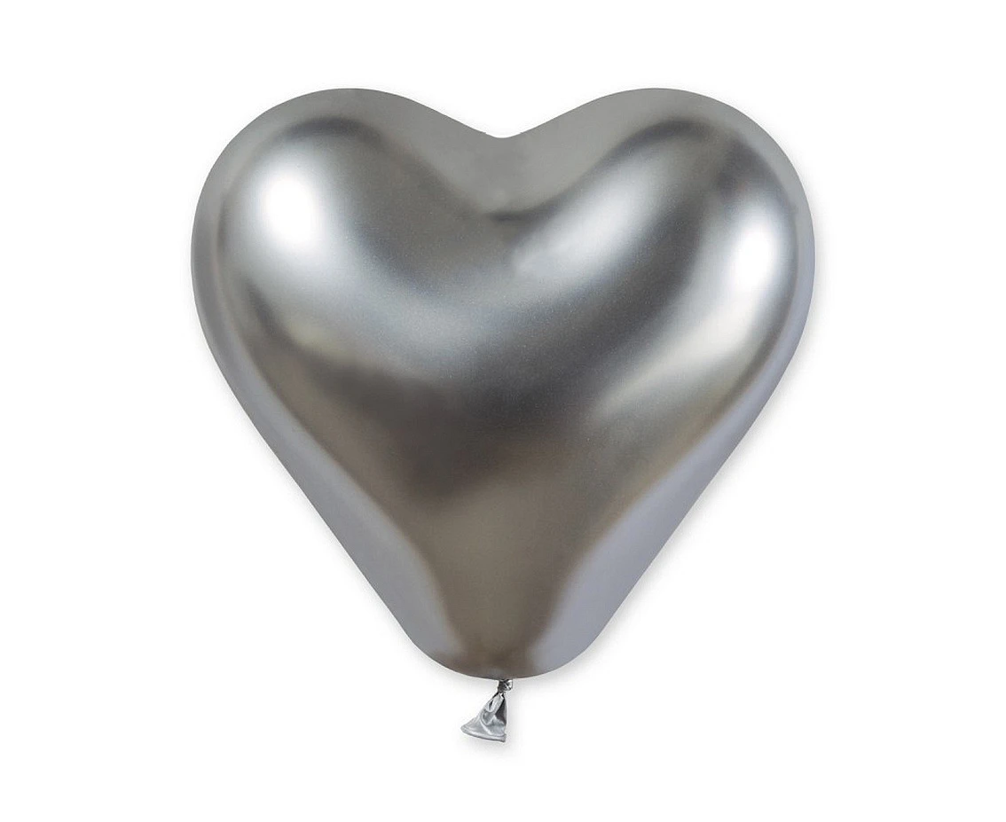 Balony Gemar 12", CRB shiny serca srebrne, 25szt.