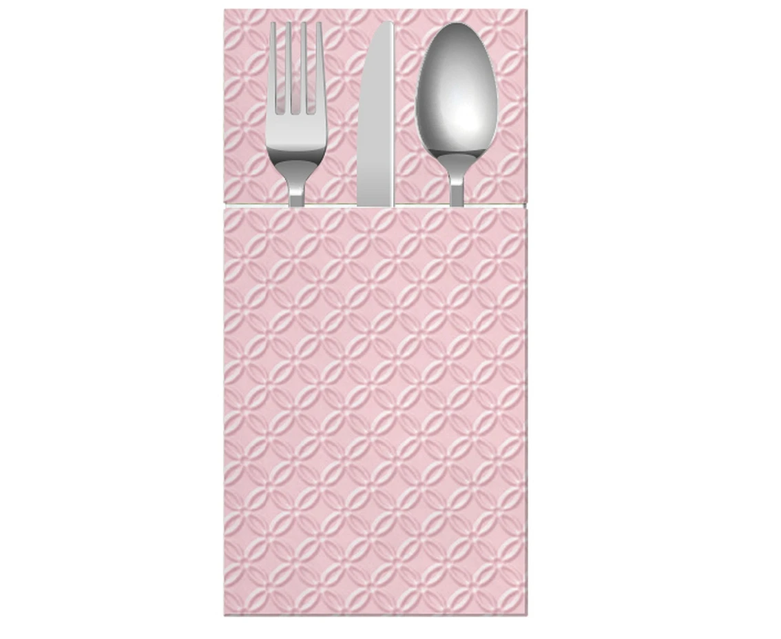 Etui (kieszonki) na sztućce, serwetki  wzorzyste Pocket Inspiration Modern (light pink) 40x40 cm/ 16 szt.