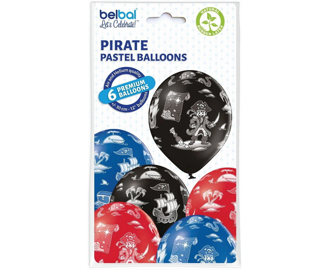 Balony Belbal 12", D11, pirat, 6szt.
