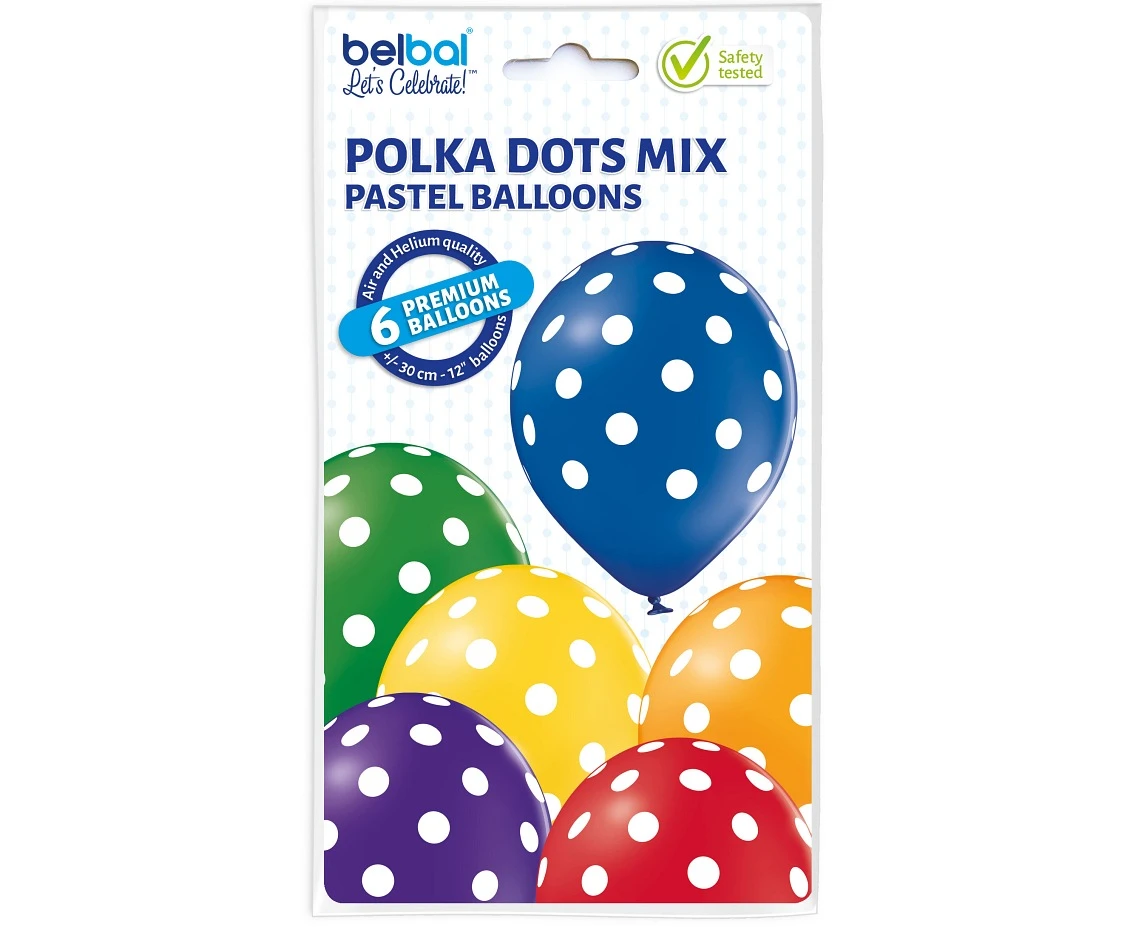 Balony Belbal 12", D11, groszki mix, 6szt.